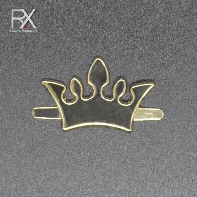 China Metal Customized Design Decorative Label Crown Logo Metal Plates Zinc Alloy Zinc Alloy Metal Plates Logo For Handbag Apparel Accessories for sale