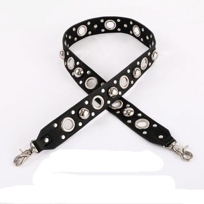 China Handbag PU Leather Custom Bag Strap With Eyelet Rivet Decoration Bag Belt 40 Mm Wide Shoulder Belt For Bag for sale