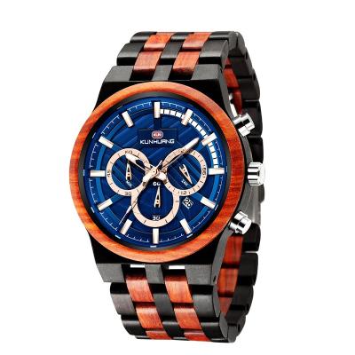 China Multifunctional automatic date high quality reloj order directly custom design quartz men's wood watch for sale