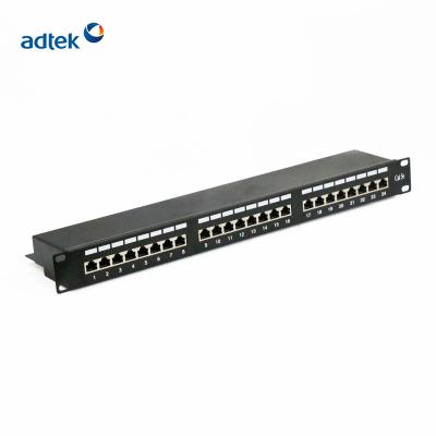 China PCB cat5e 19 inch 1u 24 port optional unshielded type UTP/FTP patch panel with keystone jack for sale