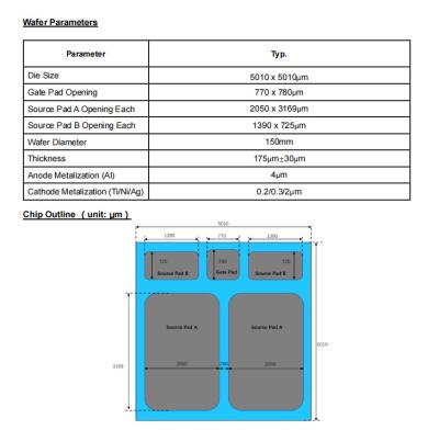 China HX1M020120W macrocoresemi SiC MOSFET Silicon carbide  SiC wafer 5010 x 5010Î¼m for sale