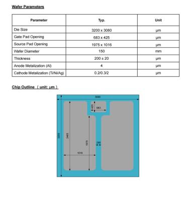 China HX1M080120W macrocoresemi SiC MOSFET Silicon carbide wafer SiC wafer 3200 x 3080 for sale