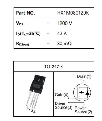 China HX1M080120K Macrocore Semiconductor SiC MOSFET DC-AC Inverters High Voltage DC/DC Converters HX1M080120K for sale