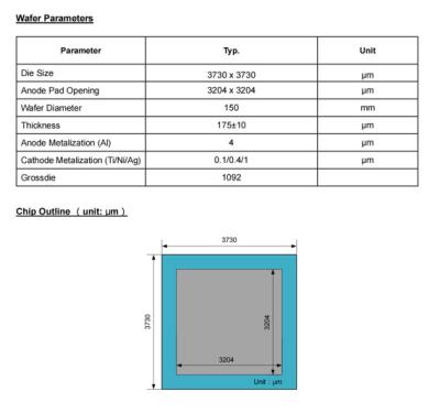 China HX1D30120W macrocoresemi SiC Schottky Diode wafer SiC wafer Silicon carbide wafer Original shipment 3730 x 3730 for sale