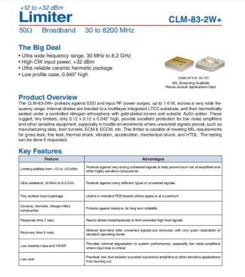 China Signal Conditioning CLM-83-2W+ Mini-Circuits LIMITER /SURF MOUNT Signal Conditioning 30 MHz to 8200 MHz for sale