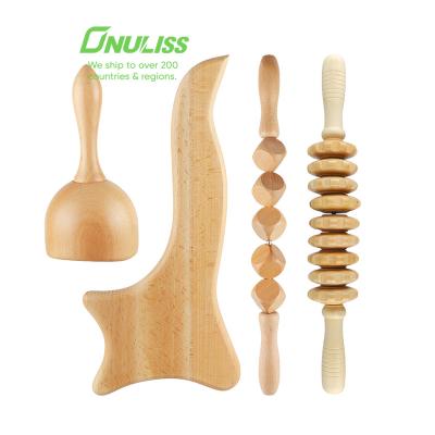 China Colombian Wooden Body Roller Massage Maderoterapia Set Wooden Therapy Tools for sale