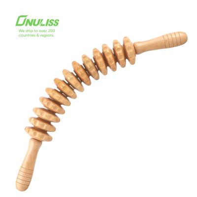 China 100% Pure Nature Wooden Carve Cellulite High Quality Silicone Wooden Body Roller Massager for sale