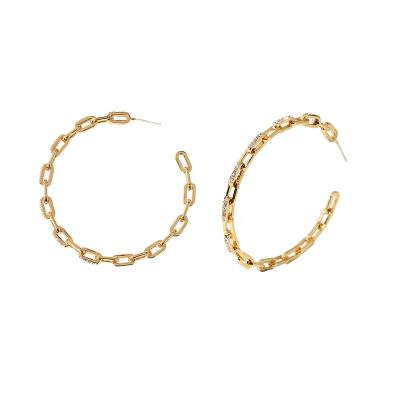 China High Quality Gold Earring Jewelry Big Circle Chain Earrings For Women Ladies for sale