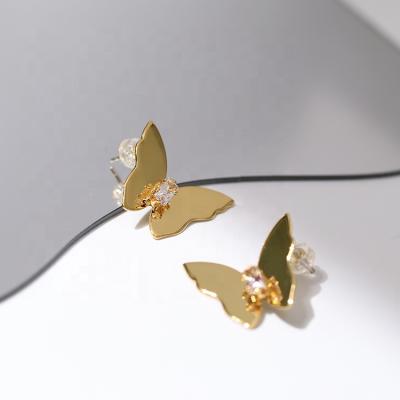 China TRENDY Hot Saleing 18K Gold Plated Micro Inlaid White Zircon Butterfly Earrings for sale