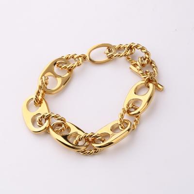 China TRENDY Women Gold Plated Bracelet Metal Style Mens Thick Chain Bracelet for sale