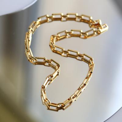 China FASHIONABLE chinese custom gold plated women jewelry square chain paper clipstyle chain bracelet for party for sale