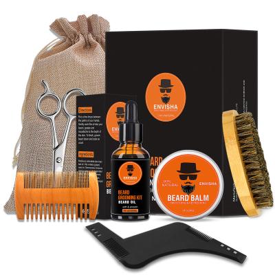 China Home Salon Promotion Travel 7 in 1 Grooming Kit for Men Gift Set Beard Comb Sweep Grooming Men Beard Growth Oil Products Private Label Beard Growth Kit for sale