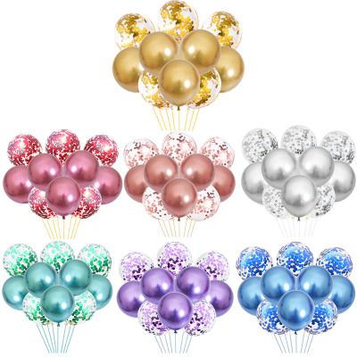 China Party Decorations Metallic Gold Silver Blue Pink Latex Balloons Confetti Balloons Set Birthday Wedding Party Decorations for sale