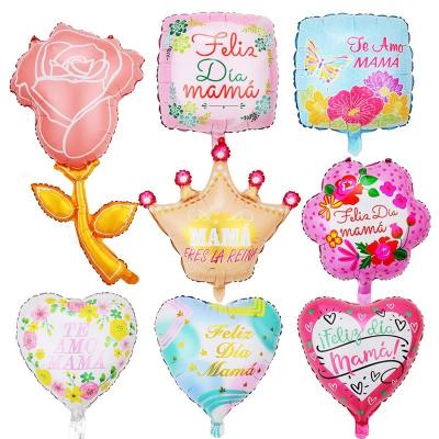 China Party Decorations 18 Inch Heart Balloons Flowers Square Foil Balloons For Birthday Mother's Day Balloons Party Decorations for sale