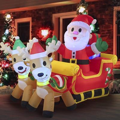 China Inflatable Santa Claus Christmas Decorations Christmas with Fancy Element LED Explosion Sleigh for Xmas Party Garden Outdoor Decorations for sale