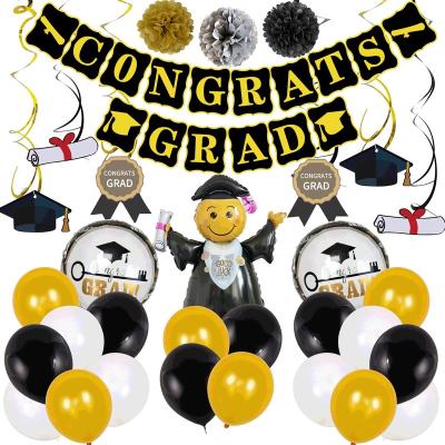 China Party Decorations Graduation Balloons Black Balloons Garland Decorations Navy Blue Gold Kit Set For Congratulations Graduate Party Decoration for sale