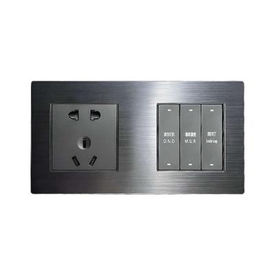 China Single Custom Aluminum Sheet Brushed Luxury Hotel Black Aluminum Alloy Metal Switch Panel for sale