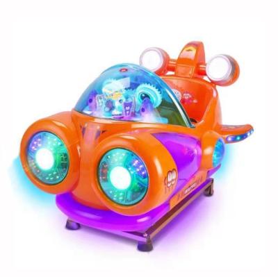 China Plastkc+Metal kiddie ride machine entertainment spaceship child electronic coin operated orange plastic ride for sale