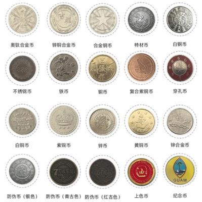 China Fun OEM 2 Color Zinc Alloy Copper Cupronick Gold Silver Brass Bimetal Embossed Fluted Token Coins for sale