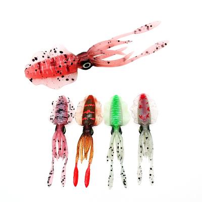 China PVC Plastic Soft Lure Octopus Luminous Squid Skirt Lures Bait Saltwater Fishing Squid Soft Lure for sale