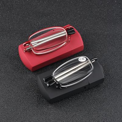 China Reading High Quality Custom Folding Logo Metal Folding Easy Carry Black Mini Hot Selling Reading Glasses With Case for sale