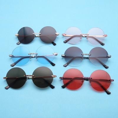 China Fashion Sunglasses Wholesale Newest Logo Lentes De Sol Metal Round Frame Sunglasses Fashion Hip Pop Sun Glasses Woman for sale