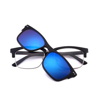 China Tac Retro Magnetic TR90 5Pcs Magnetic Clip On Sunglasses Over Glasses For Night Driving Night Training Removable for sale