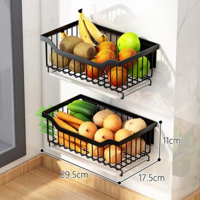 China Wholesale Modern Kitchen Organizer Black Wall Mounted Storage Basket For Fruits And Vegetables for sale