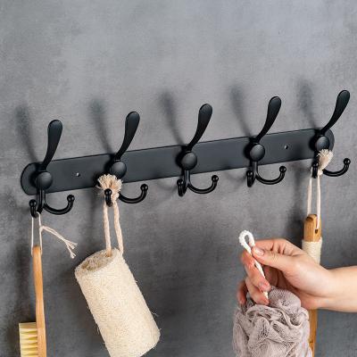 China Durable Wall Mount Coat Hook 5 Hooks Coat Hangers Rack Robe Hat Clothes Hang Stainless Steel Coat Rack for sale