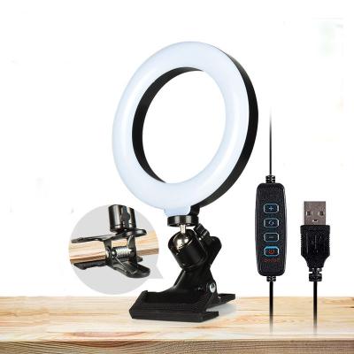 China Mini Hot Sale Video Live Streaming Beauty LED Desk Ring 6 Inch Computer Clip Light Set Add-on Light Set for sale