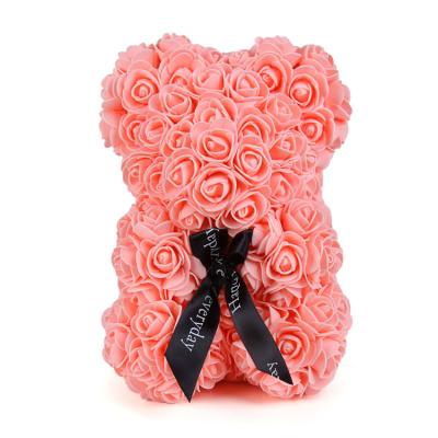 China New Fashion Valentine's Day Gift Teddy Bear Artificial Flower Rose Fancy Bear for Wedding Decoration for sale