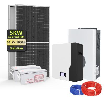 China Home Off Grid Solar Power Energy Storage Home 5kw Solar Panel Energy Systems 51.2V 100Ah LiFePO4 Battery for sale