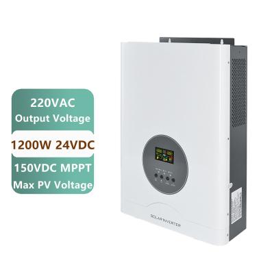 China New Arrival 1.2KW Hybrid Inverter Off Grid Tie Inverter 12Vdc 230Vac Smart MPPT Controller 512*360*136mm for sale