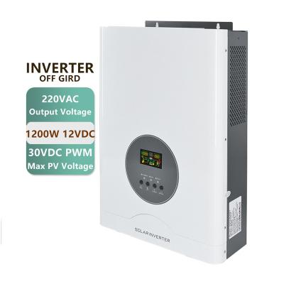 China 12V 1.2KW 1500VA PWM 30VDC PV Input Solar Hybrid Pure Sine Wave Inverter 512*360*136mm for sale