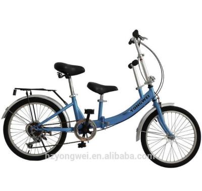 China Best-selling fashionable aluminum alloy steel/aluminum folding tandem bike with FV brake 7 gears for mother and kids for sale