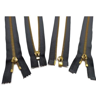 China High Quality Nickel Free #8 Open End Custom Metal Luggage Zipper 30cm Colored Antique Gold Zippers for sale