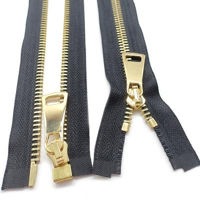 China Wholesale Durable Gold #10 Teeth Open End Metal Nickel Free Zipper Puller For Man Jackets Zipper for sale