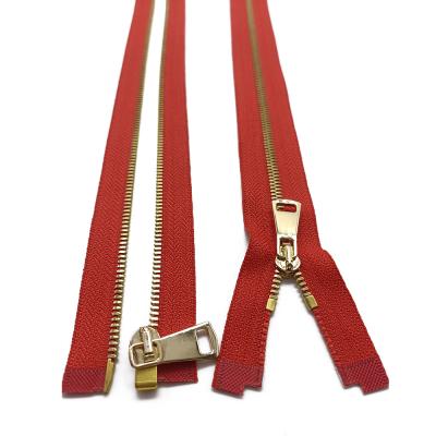 China Factory Direct Wholesale Nickel Free Supply Custom Red Fabric Type Zipper Open End Zipper For Pants for sale