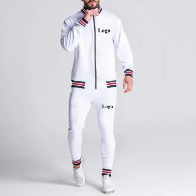 China Anti Static Wholesale White Tracksuits Design Your Own Mens Jogging Jogger Sweat Suits With Side Stripes for sale