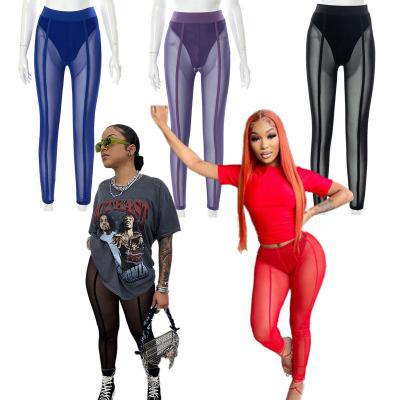 China Autumn New Sexy QUICK-DRY Women's Pants Mesh High Waist Slim Sports Casual Women's Sheer Pants and Trousers for sale