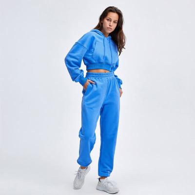 China 2021 Fashion Long Sleeve Gym Women Fitness Breathable Tracksuits Fall 2 Pieces Set Hoodies With Jogers Set for sale