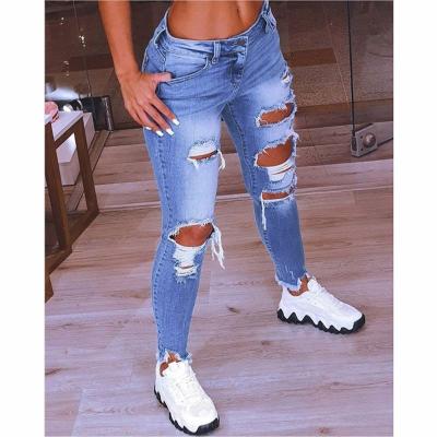 China 2021 new fashion trend breathable drawstring waterproof elastic waist jeans pants women's denim waist jeans bottoms women stretch for sale