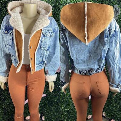 China 2022 Wholesale Anti-wrinkle Lamb Hair Deerskin Faux Fur Jean Jacket Outwear Women Quilted Fur Jacket for sale