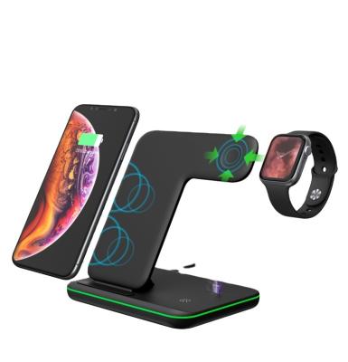 China Smart Watch Fast 3 in 1 QI 15w Wireless Charging Phone Dock Wireless Charger Stand Wireless Charger For Phone Airpods Watch for sale