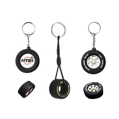 China Innovative Custom Rubber Tire Shape Silicone Logo PVC Car Wheel Tire Key Chain Key Chain For Promotional for sale