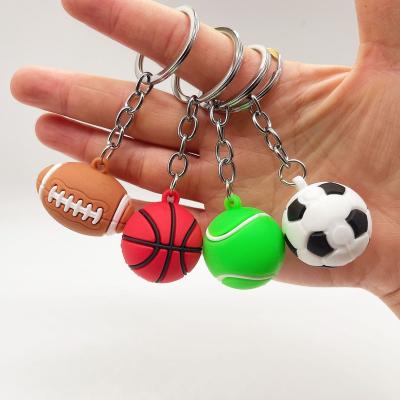 China Hot Sales 3D Football Key Chains Rubber Baseball Key Ring Ball PVC Key Chain for sale