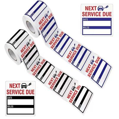 China Custom Printing Waterproof Car Service Reminder Adhesive Sticker Mark Removable Waterproof Oil Change Sticker for sale