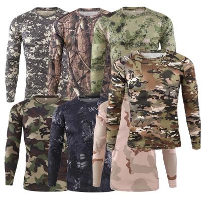 China Camouflage Tactical Quick Dry Fitness Camouflage Anti-UV Men's T-shirt Breathable Long Sleeve Tops US Army Combat Outdoor Military T-Shirts for sale