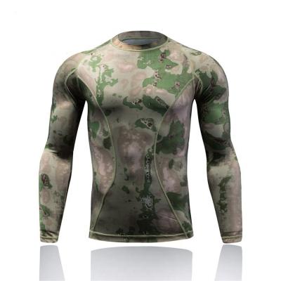 China Tactical Military Army Camouflage T-shirt Men Sheath Long Combat Shirts Comepression Camouflage Quick Dry Outdoor Rise Hunting Shirt for sale