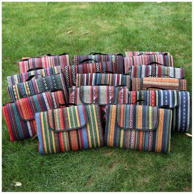 China Water Proof Outdoor Waterproof National Picnic Blanket Cotton Polyester Mat Picnic Style Rug Lawn Camping Mat for sale